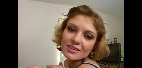  Sweet curly-haired blonde Emily Evermoore knows how to take a dick